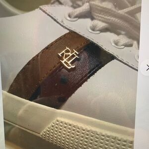 Ralph Lauren White and Brown Sneakers Size 9.5